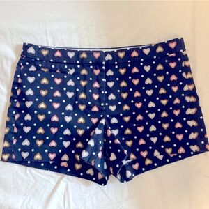 J.crew navy blue 3” inch heart print short Size 6